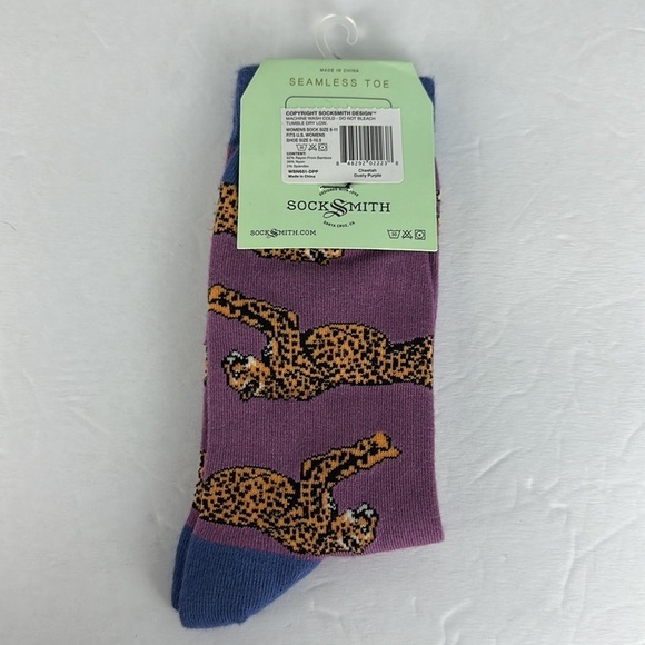 NWT Socksmith Cheetah, Purple - Women's Bamboo Socks - Picture 3 of 6